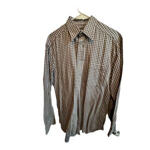 Zanella Mens Shirt M Cotton Plaid Long Sleeve Button Up One Pocket Italy